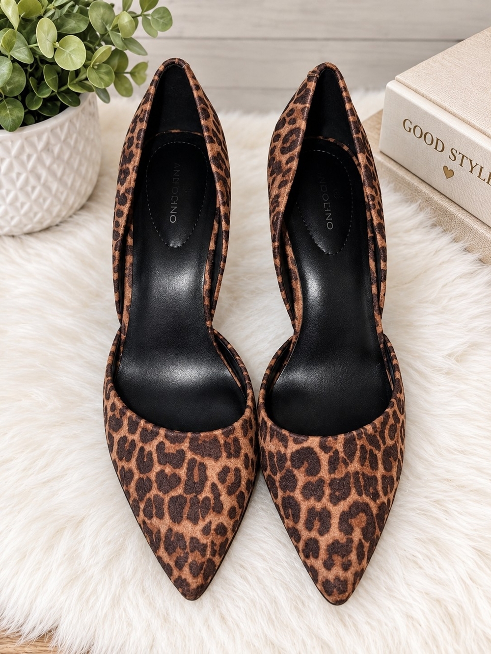 Abella Leopard Print Pointed D'Orsay Pumps - Brown and Black